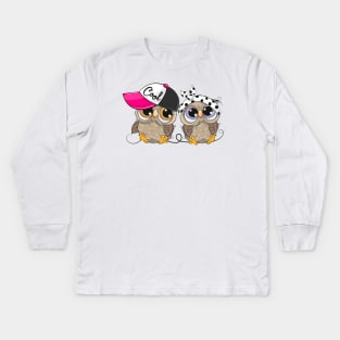 Two cute lovesick owls Kids Long Sleeve T-Shirt